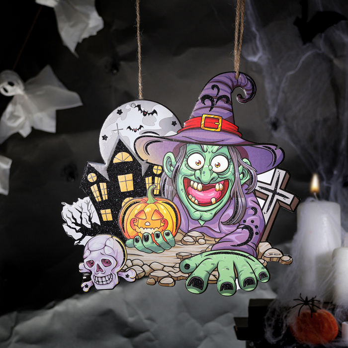 Подвеска «Ведьма в ночь на Хэллоуин», 0,5х26х25.5 см - Фото 1