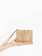 Кошелёк женский на кнопке, 11.5×2.5×9 см, однотонный, бежевый - Фото 2