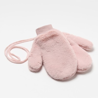 Варежки меховые женские MINAKU пушистые, размер 25 см, розовый