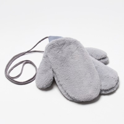 Варежки меховые женские MINAKU пушистые, размер 25 см, серые