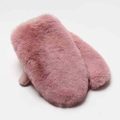 Варежки женские меховые MINAKU объемные, размер 23 см, розовые