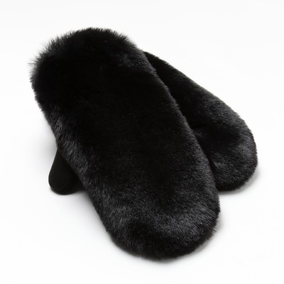 Варежки женские меховые MINAKU объемные, размер 23 см, чёрные