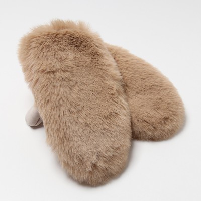 Варежки женские меховые MINAKU объемные, размер 23 см, бежевые