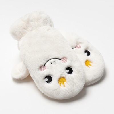 Варежки подростковые меховые MINAKU «Корона», 19 см, молочные