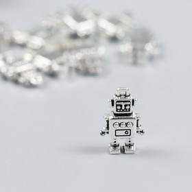 Декор для творчества металл "Робот" набор 10 шт серебро 1,1х1,8 см
