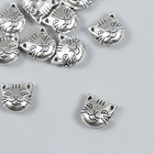 Бусина для творчества металл "Котик" набор 10 шт серебро 1,1х1,1 см - фото 319770048