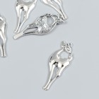 Декор для творчества металл "Изящная косуля" набор 6 шт серебро 1,8х4,8 см - фото 319770051