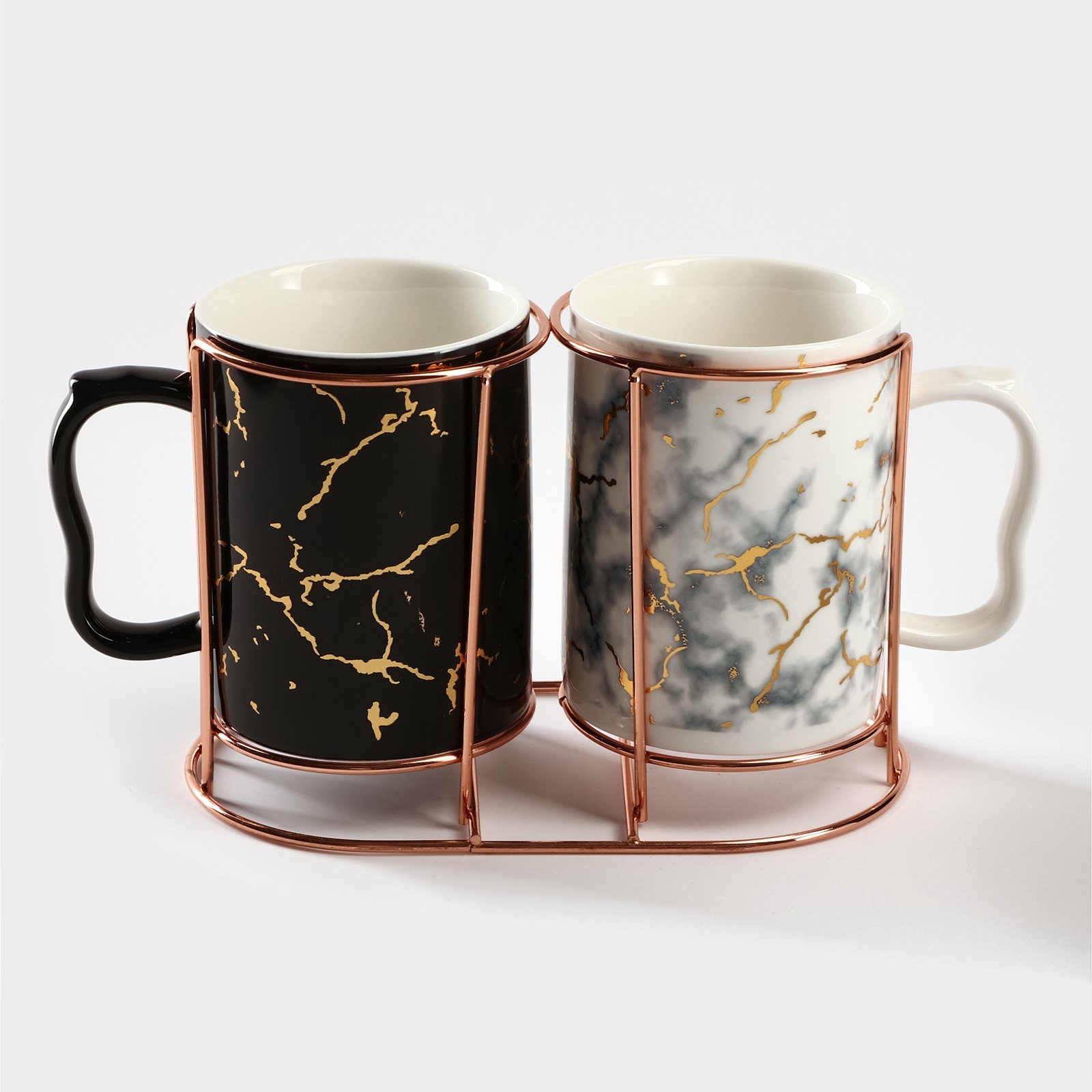 Набор кружек керамических на металлической подставке «Мрамор», 2 ...