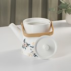 Набор керамический чайный «Сакура», 6 предметов: 4 кружки 250 мл, чайник 1 л, поднос d=29 см, цвет белый - Фото 4
