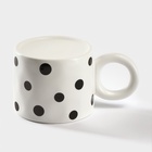 Кружка с силиконовой крышкой «Мяу», 350 мл, керамика, белая, чёрная 9624076