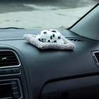 Игрушка на панель авто, собака на подушке, бело-черный окрас - фото 9930792