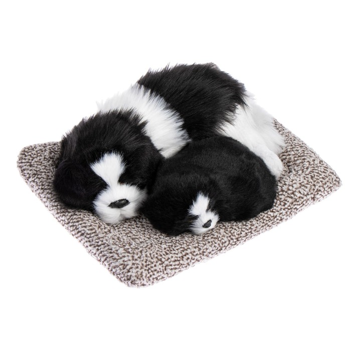 Игрушка на панель авто, собаки на подушке, бело-черный окрас - Фото 1