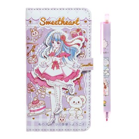 Записная книжка в подарочной коробке, А6, с фигурным хлястиком, обложка пвх, с ручкой «Аниме» МИКС