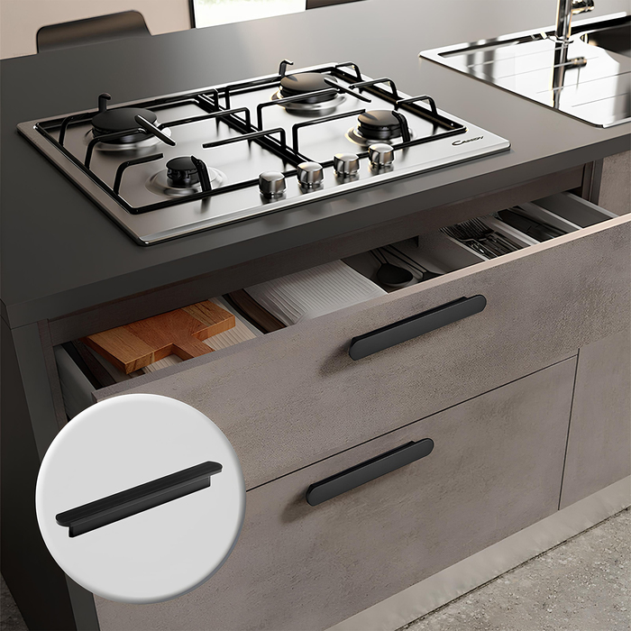 Ручка-скоба CAPPIO RSC021, алюминий, м/о 128 мм, цвет черный - Фото 1