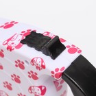 Рулетка с поводком-лентой, резиновая ручка, 5 м, вес животного до 15 кг, лапки на белом - фото 22522843