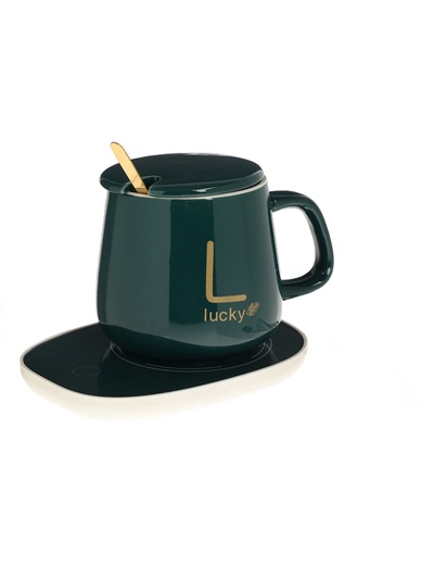 Кружка с подогревом LSK-1501, подставка, от сети, зелёная