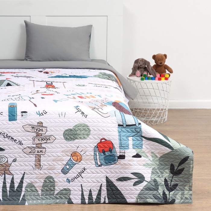 Покрывало 1.5-спальное «Этель» Hello, adventure, 145×210±5 см, микрофибра - Фото 1