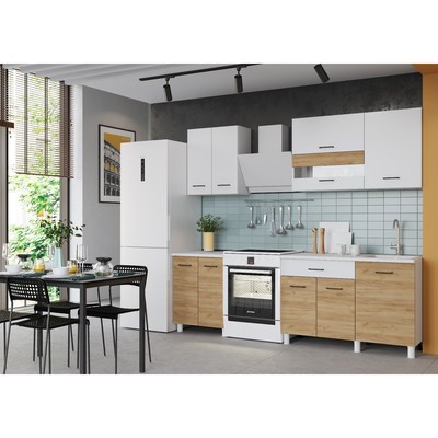 Кухонный гарнитур «Тренд», с столешницей, 1800 мм, цвет белый/белый/дуб золотой