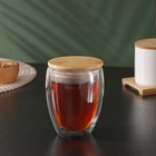 Стакан с двойными стенками BellaTenero «Эко», 330 мл, бамбуковая крышка, стекло, прозрачный - Фото 1