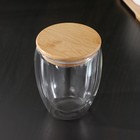 Стакан с двойными стенками BellaTenero «Эко», 330 мл, бамбуковая крышка, стекло, прозрачный - Фото 3