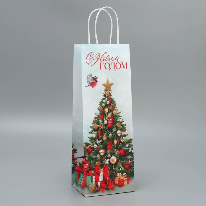 Пакет под бутылку «Подарочки», 13 x 36 x 10 см - Фото 1