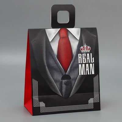 Пакет подарочный с формовым клапаном, упаковка, «Мужской», 23×27×11.5 см