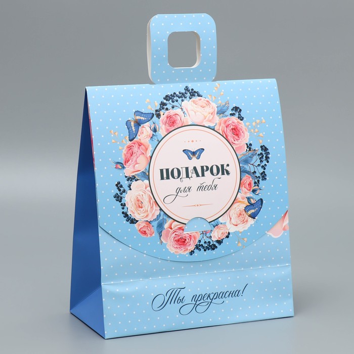 Пакет подарочный с формовым клапаном, упаковка, «Цветы», 23 х 27 х 11.5 см - Фото 1