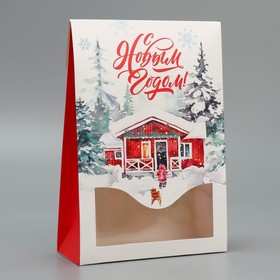 Коробка складная «Дом в зимнем лесу», 15 х 7 х 22 см, Новый год