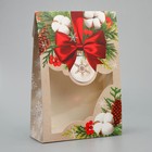 Коробка складная «Хлопок», 15 х 7 х 22 см, Новый год - фото 319771184