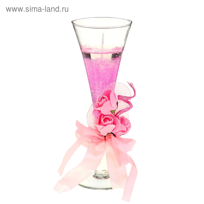 Свеча гелевая "Королевский цветок", цвет розовый - Фото 1