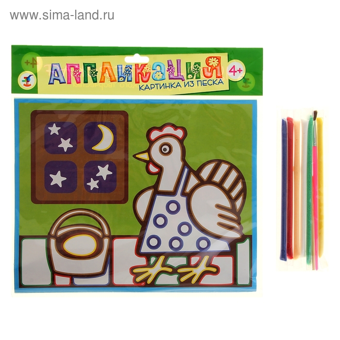 Аппликация "Курочка Ряба" Картина из песка - Фото 1