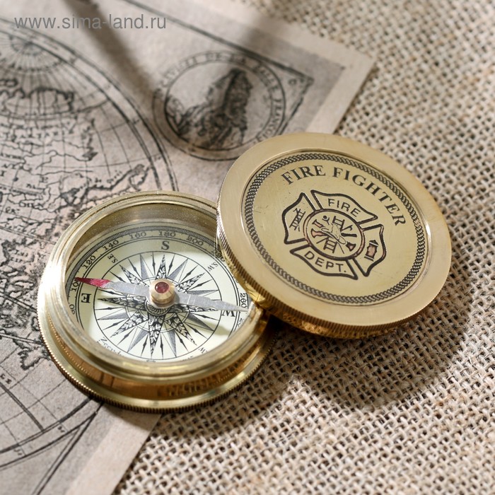 Компас «Капитан», 6×6×1.8 см, латунь - Фото 1