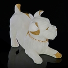 статуэтка "Игривый щенок", белая с золотом, керамика, стразы Swarowski, 23x12xh:16 см - Фото 3