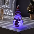 Ёлочная игрушка «Красный снеговичок» 8 см, батарейки, свечение мульти (RGB) - Фото 1