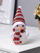 Ёлочная игрушка «Красный снеговичок», 8 см, 1 LED, от батареек AG13х3, свечение мульти (RGB) 9616731 - фото 16909369