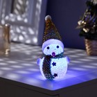 Ёлочная игрушка «Золотистый снеговичок» 8 см, батарейки, свечение мульти (RGB) - фото 3077190