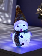Ёлочная игрушка «Золотистый снеговичок», 8 см, 1 LED, от батареек AG13×3, свечение мульти (RGB) - Фото 4