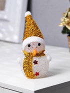 Ёлочная игрушка «Золотистый снеговичок», 8 см, 1 LED, от батареек AG13х3, свечение мульти (RGB) 9616732 - фото 16909370