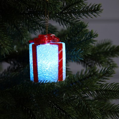 Светодиодная фигура «Подарок» 7.5 см, пластик, батарейки AG13х3, свечение мульти (RGB)
