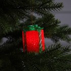 Светодиодная фигура «Подарок красный» 7.5 см, пластик, батарейки AG13х3, свечение мульти (RGB) - фото 10818846