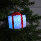 Светодиодная фигура «Подарок белый» 8 см, пластик, батарейки AG13х3, свечение мульти (RGB) - Фото 1