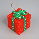 Светодиодная фигура «Подарок красный» 8 см, пластик, батарейки AG13х3, свечение мульти (RGB) - фото 7163741