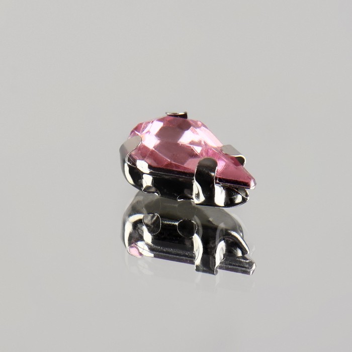 Стразы пришивные «Капля», в оправе, 6 × 10 мм, 50 шт, цвет розовый
