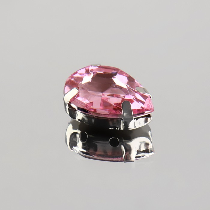 Стразы пришивные «Капля», в оправе, 10 × 14 мм, 20 шт, цвет розовый