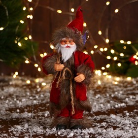 Дед Мороз "В меховом костюме" 20 см, красный