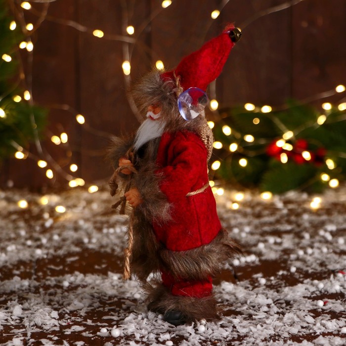 Дед Мороз "В меховом костюме" 20 см, красный