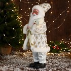 Дед Мороз "В узорчатом кафтане" музыка шевелит головой, 43 см, бело-золотой - Фото 4