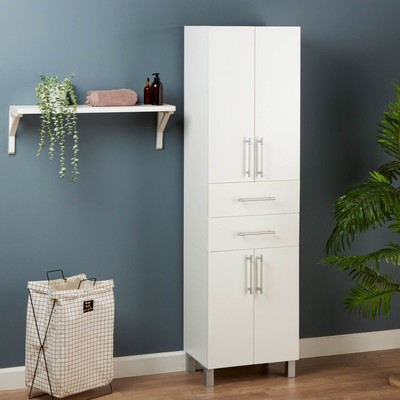 Шкаф – пенал для ванной комнаты «Пронто», 2 ящика, 500×330×1850 мм, цвет белый