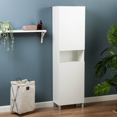 Шкаф – пенал для ванной комнаты «Пронто», с нишей, 500×300×1850 мм, цвет белый