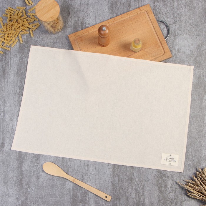 Полотенце кухонное «Этель» ECO, 40×68 ±2 см. хлопок 70%, 30% лён, 190 г/м², молочное - Фото 1